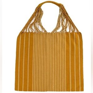 Handwoven Chiapas Hammock Tote Bag Mustard NWOT Boho Festival Hippie Beach Bag